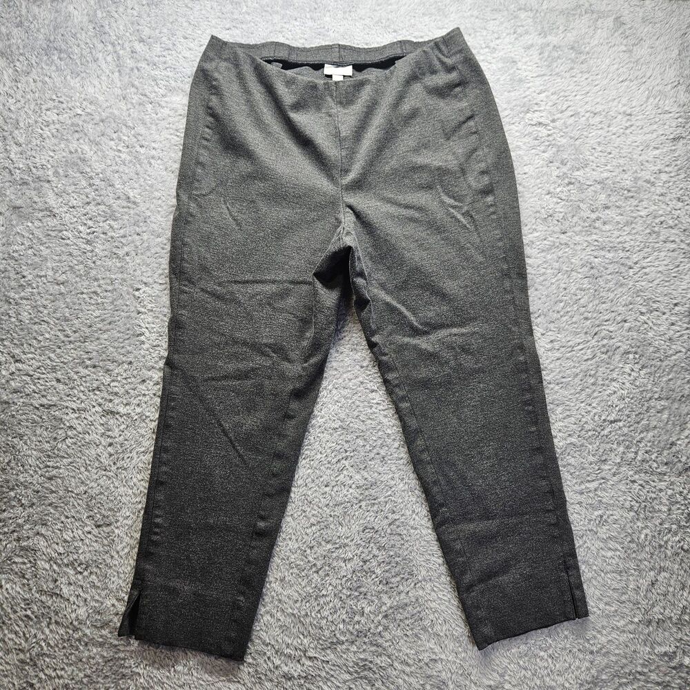 J Jill Womens Gray Ponte Slim Leg Pants Large Petite Cropped Pull On Stretch